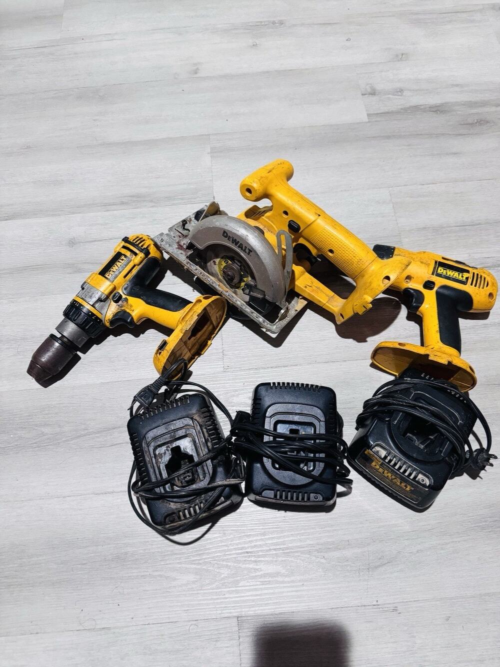 DEWALT Cordless Power Tool Lot – Drills, Circular Saw & Chargers – Used